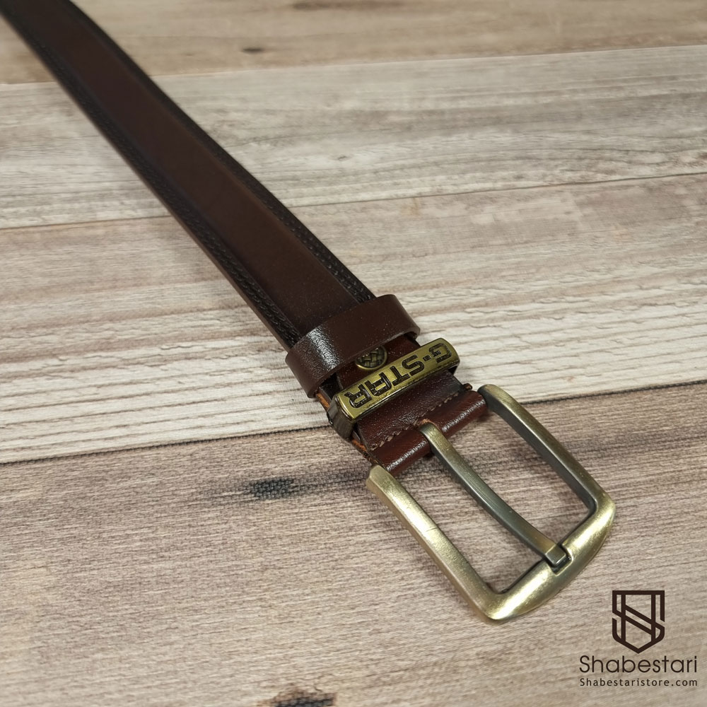 Burnt brown leather belt