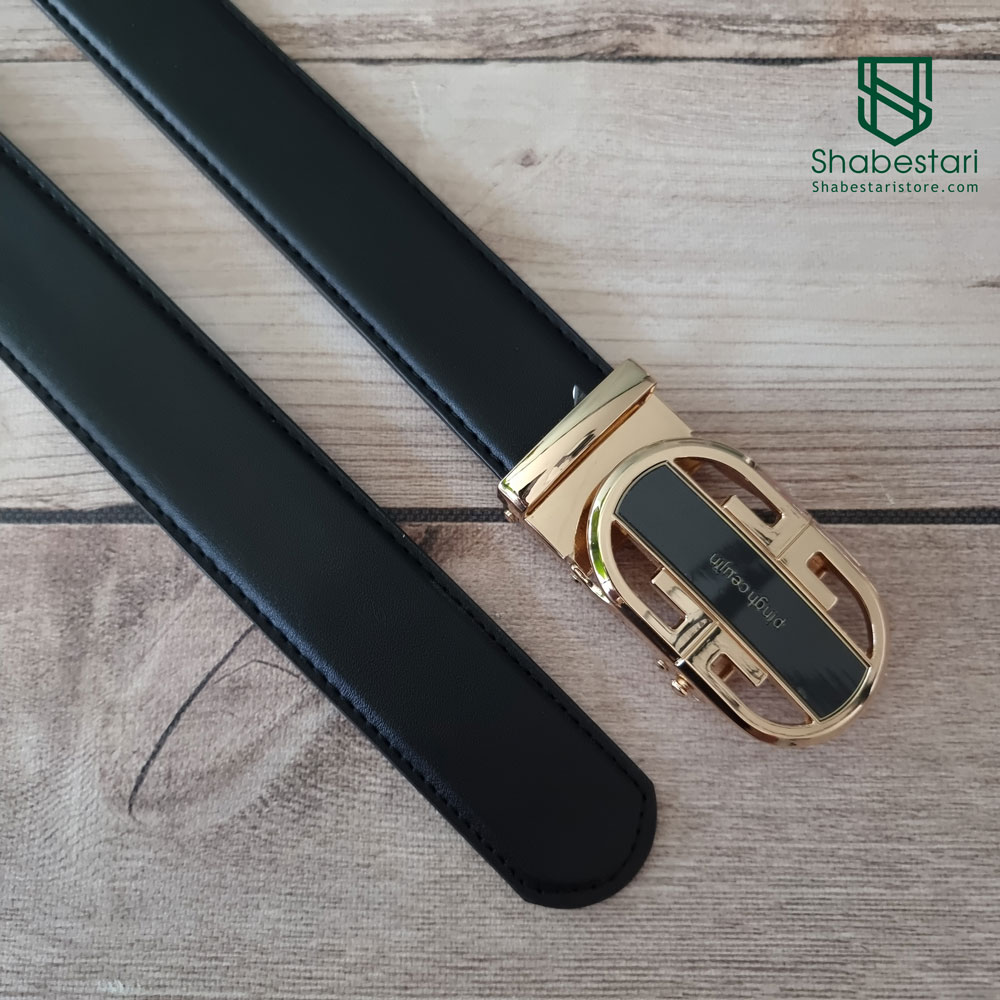 Gold rail belt with oval buckle