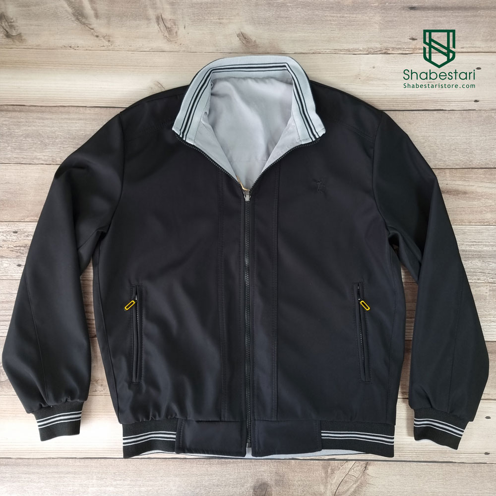 Light gray double-breasted polo jacket