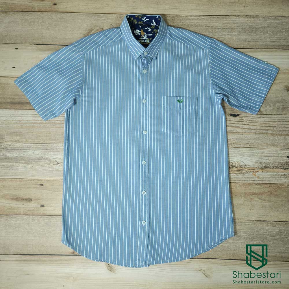 Elm striped short sleeve blue cotton shirt33