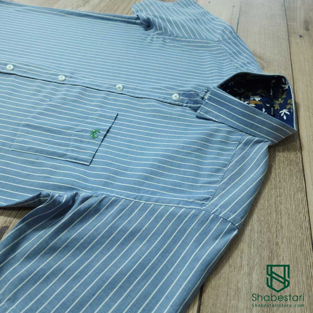 Elm striped short sleeve blue cotton shirt22