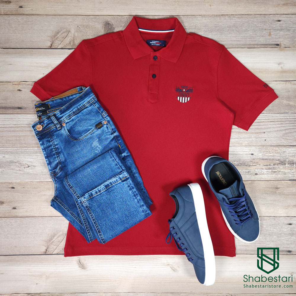 Jodon Tommy Star red polo shirt