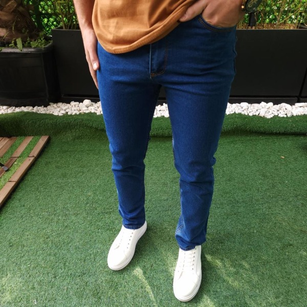 Slim blue jeans